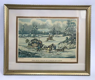 Print The Mail Coach In A Drift Of Snow Mounted Framed James Pollard & G.Reeves • £14.99