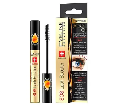 Eveline SOS LASH BOOSTER Eyelash Growth Serum With Argan Oil Mascara 5in1 10ml • £5.99