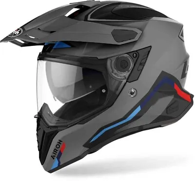 Motorcycle Helmet Integral Fiber Dual Airoh COMMANDER Factor Anthracite Mat (Red • $296.14