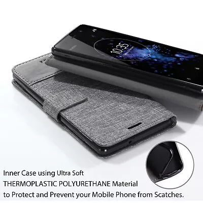 Luxury Canvas Flip Wallet Satnd Phone Cover For Huawei Sony XZ1 XZ2 Compact XA2 • $12.08