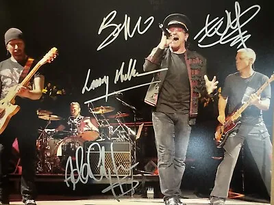 U2 Autographed Photo 8 X 10 W/COA Full Band Bono The Edge Larry Mullen Adam • $199.70