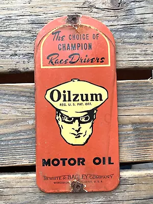 Vintage Oilzum Motor Oil Lubricants Gas Pump Station Gasoline Porcelain Sign • $87