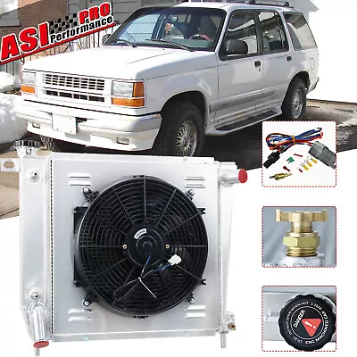 3 Rows Aluminum Radiator+Shroud Fan For 1985-1994 Ford Explorer Ranger Bronco II • $183.08