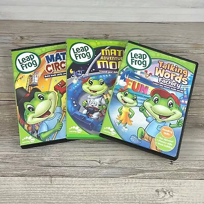 Leapfrog 3 DVD Lot Talking With Words Math Adventure To The Moon Math Circus • $10.55