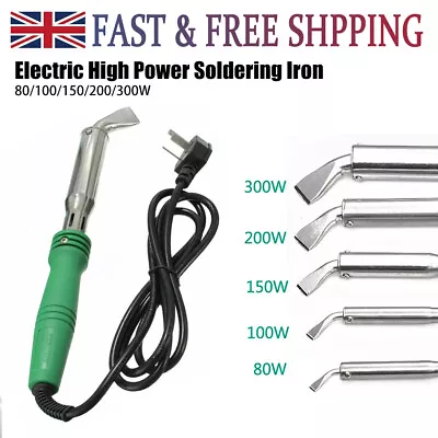 £20.86 • Buy 220V 100/150/200/300W Electric Soldering Iron Chisel Point Copper Tip Powerful