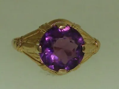 Vintage 10k Solid Gold Approx. 1.5 Ctw Faux Amethyst Ring! Sz 3 • $84.95