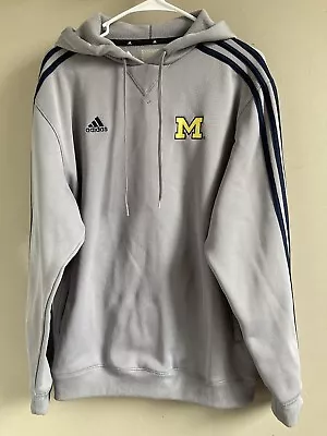 Adidas Michigan Wolverines Sweatshirt Mens Medium Gray Hooded Pullover Hoodie • $24.99