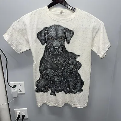 Vintage Kittens Brand Black Labrador Graphic Shirt One Size Gray K361 • $19.49