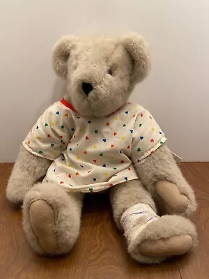 1993 Vermont Teddy Bear Get Well Soon Hospital Gown Tags Camel Brown Jointed • $22.99