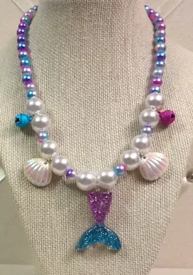 Pastel Mermaid Faux Shell Stretch Bead Necklace • $5