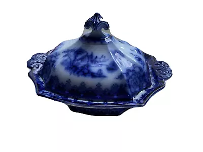 ANTIQUE Charles Meigh  TROY  FLOW BLUE Soup Tureen 1840-- NO SHIP UNTIL 10/2 • $175