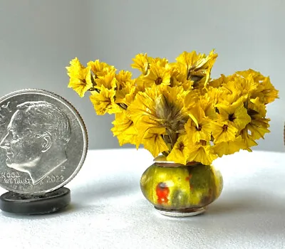 Miniature Floral Arrangement Flowers In Vase 1:12 Dollhouse OOAK 1:12 Or 1:16 • $10.99