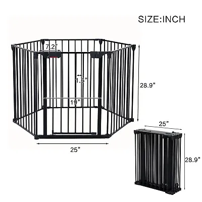 152'' 200 Inch Wide Baby Gate With Door Metal Safety Playpen Pet Fireplace Fence • $109.19