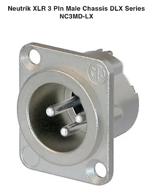 Neutrik NC3MD-LX Male XLR Chassis Socket. Nickel 3 Pin Panel Mount Connector PRO • £5.35