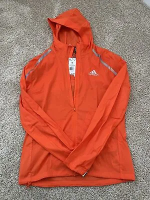 Orange Adidas Marathon Jacket 3-Stripes WIND.RDY Men’s Size Small HL6508 • $90.78