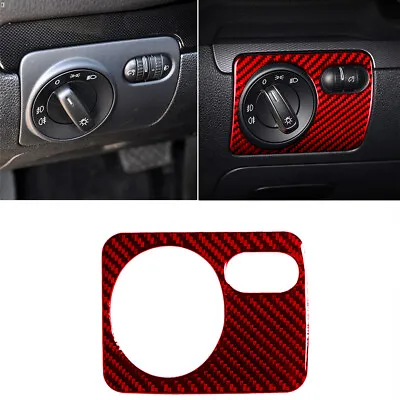 Red Carbon Fiber Headlights Switch Trim For VW Golf VI 2009-12 • $11.67