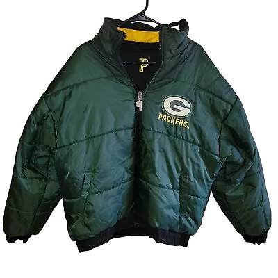 Vintage Pro Player Green Bay Packers Reversible Puffer Jacket Men’s XL NFL 90s • $60