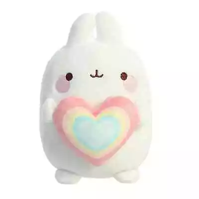 Molang 6  Rainbow Heart Plush Bunny Playful Stuffed Animal • $14.99