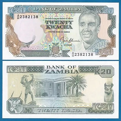 $1.30 • Buy Zambia 20 Kwacha P 32b Signature 9 UNC (P-32 B) Mint UNC FREE SHIPPING