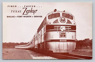 $5.95 • Buy Texas Zephyr Dallas Fort Worth Denver Burlington RR Vintage Unused Postcard