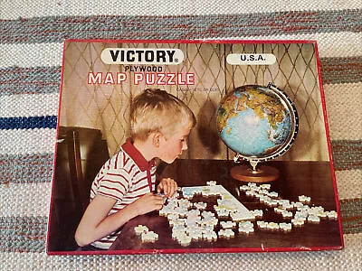 VINTAGE EDUCATION DIE-CUT PLYWOOD PUZZLES VICTORY MAPS USA Sealed ENGLAND • $20