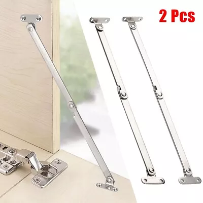 2x Stainless Steel Cupboard Furniture Door Case Close Lift Up Stay Support Hinge • £8.48