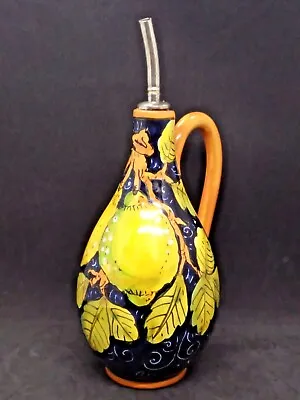 $59.99 • Buy Italy Italian Ceramic Art Pottery Oil Cruet Bottle Dispenser Blue W/ Lemons