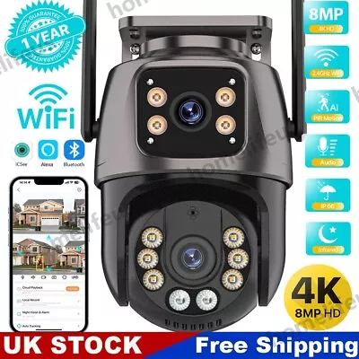 8MP Wireless IP Camera WIFI Outdoor CCTV PTZ Smart Home Security IR Cam IP66 4K • £27.49