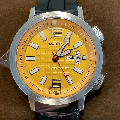 Berny Yellow/Orange 200M Men’s Automatic Dive Watch AM7081M Miyota 8205 42mm Dia • $88