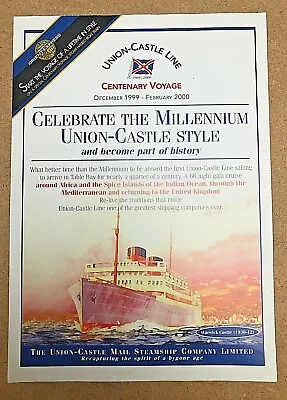 1990s UNION CASTLE LINE CENTENARY VOYAGE MILLENNIUM 66 NIGHT GALA CRUISE ADVERT • £9.95