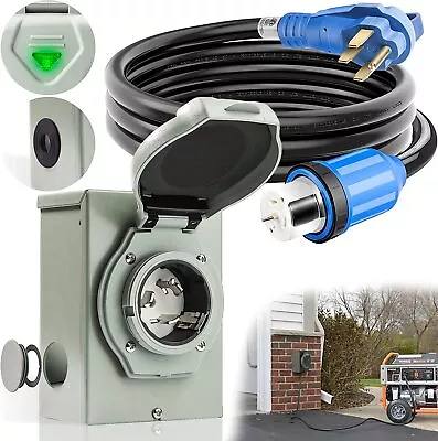 50 Amp Generator Cord 25FT + Power Inlet Box Waterproof Combo Kit ETL Listed • $128.50