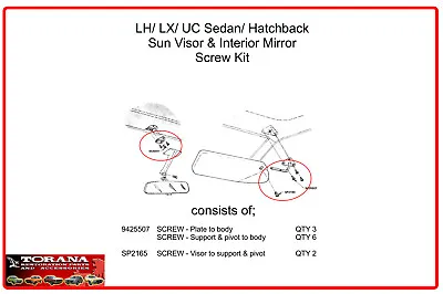 $11 • Buy Torana LH/ LX/ UC Sedan/ Hatchback Sun Visor & Interior Mirror Screw Kit