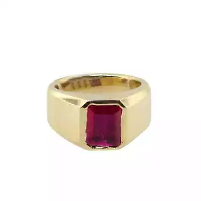 Solid925 Silver Gold Finish Natural Ruby Men Wedding Engagement Anniversary Ring • $128