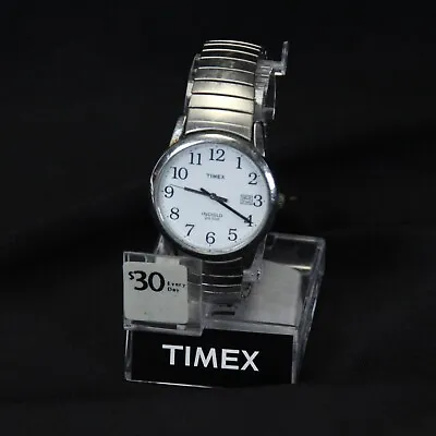 Timex Indiglo Quartz Men's WR 30m Watch Sliver Stretch Band & Display Case • $19.99