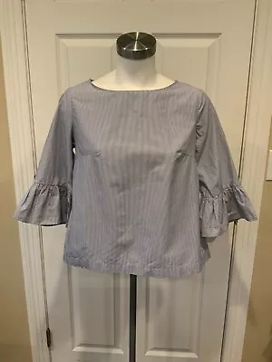 Madewell Blue & White Striped Shirt W/ Flare Trumpet Sleeves Size XS • $16.69