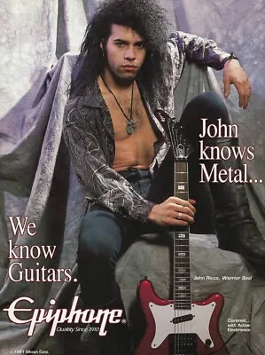 Warrior Soul John Ricco Epiphone Coronet Guitars 1991 Promo Ad 8x11 Mini Poster • $5.99
