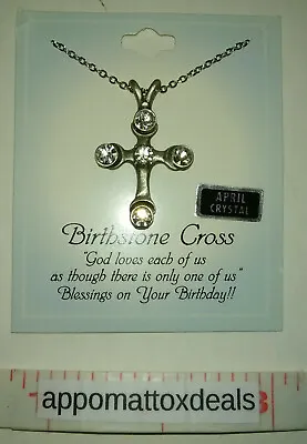 $12.99 • Buy Birthstone Cross (April Crystal) (Necklace And Cross Pendant)