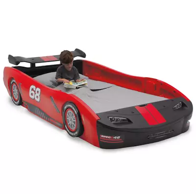 Race Car Twin Bed Turbo Design Plastic Bedroom Furniture Toddler Kid Child Boys • $247.07