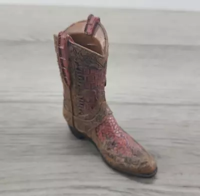 Collectible Mini Resin Snakeskin Cowboy Boot - Brown & Red • $9.99