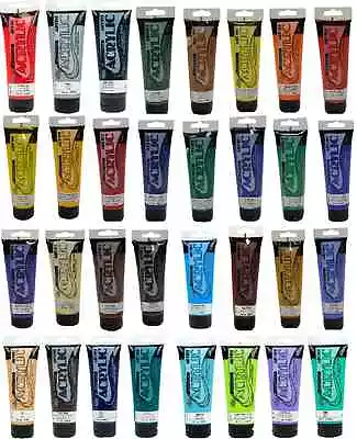 120ml TUBES OF ACRYLIC ARTISTS QUALITY PAINT CANVAS CRAFT DECORATIVE 33 COLOURS • £5.25