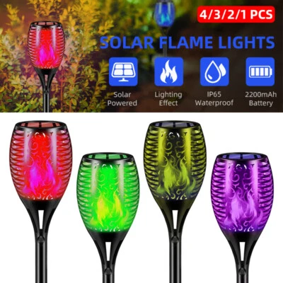 £9.10 • Buy 33 LED Flame Solar Torch Light Waterproof Flickering Dancing Path Garden Lamp UK