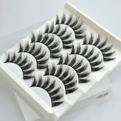 10x Mink False Eyelashes Wispy Cross Long Thick Soft Fake Eye Lashes Natural UK • £1.95