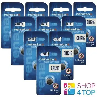 10 Renata CR1216 Lithium Batteries 3V Cell Coin Button Exp 2024 New • £9.57