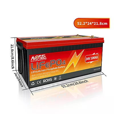 24V 100Ah LiFePO4 Lithium Battery Deep Cycle BMS For RV Off-Grid Trolling Motor • $395