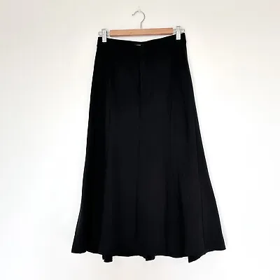 Bassike Womens Midi Skirt Black Stretch A Line Raw Hem Size 0 AU 8-10 • $55