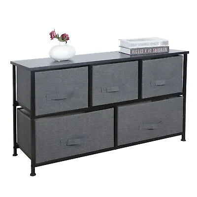 5 Drawer Fabric Dresser Wide Storage Tower Kids Toys Organizer Unit For Bedroom • $40.58