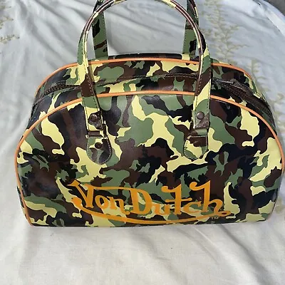 Vintage VON DUTCH Bag Camo Print Bowling Bag Women’s Y2K AUTHENTIC • $135