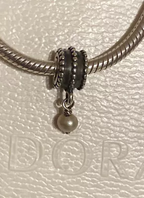 Genuine Pandora  Bevelled Pearl Dangle Charm 790132GP • £20