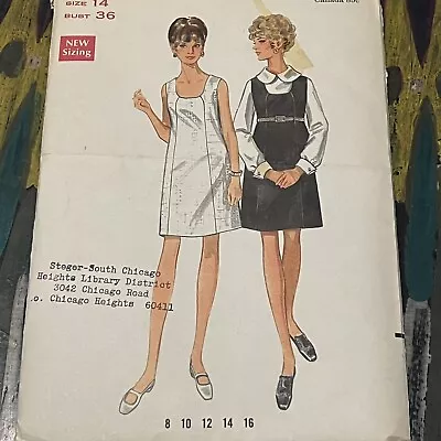 Vintage 1960s Butterick 4911 MCM Dress Or Jumper + Top Sewing Pattern 14 UNCUT • $12