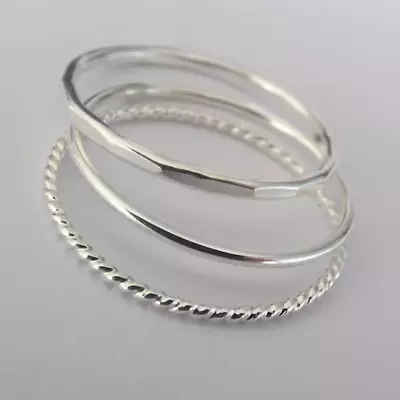 Stacking Ring Set Of 3 925 Sterling Silver Ring Dainty Ring Statement Ring • $11.99